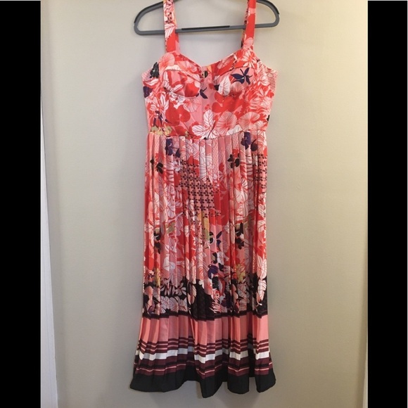 NWT Dalia MacPhee Floral Printed Pink Dress Pleated b2 - Picture 7 of 16